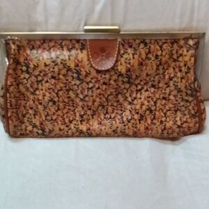 Floral Tan Clutch Bag vintage